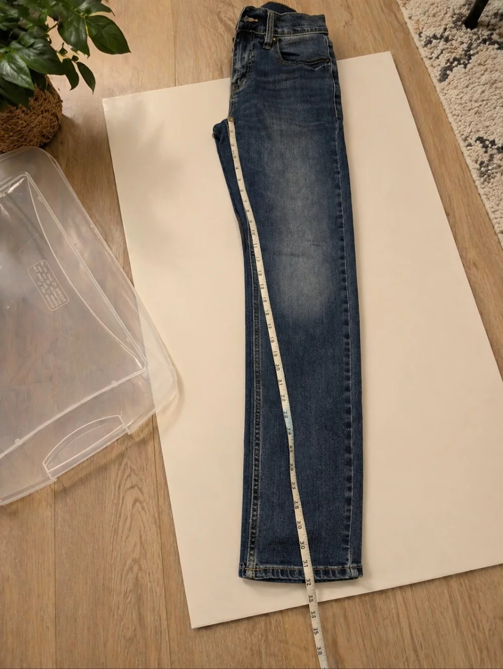BROTHERS/SON Slim Taper Men's Blue Jeans Cotton Denim Zip Button Size:29×34